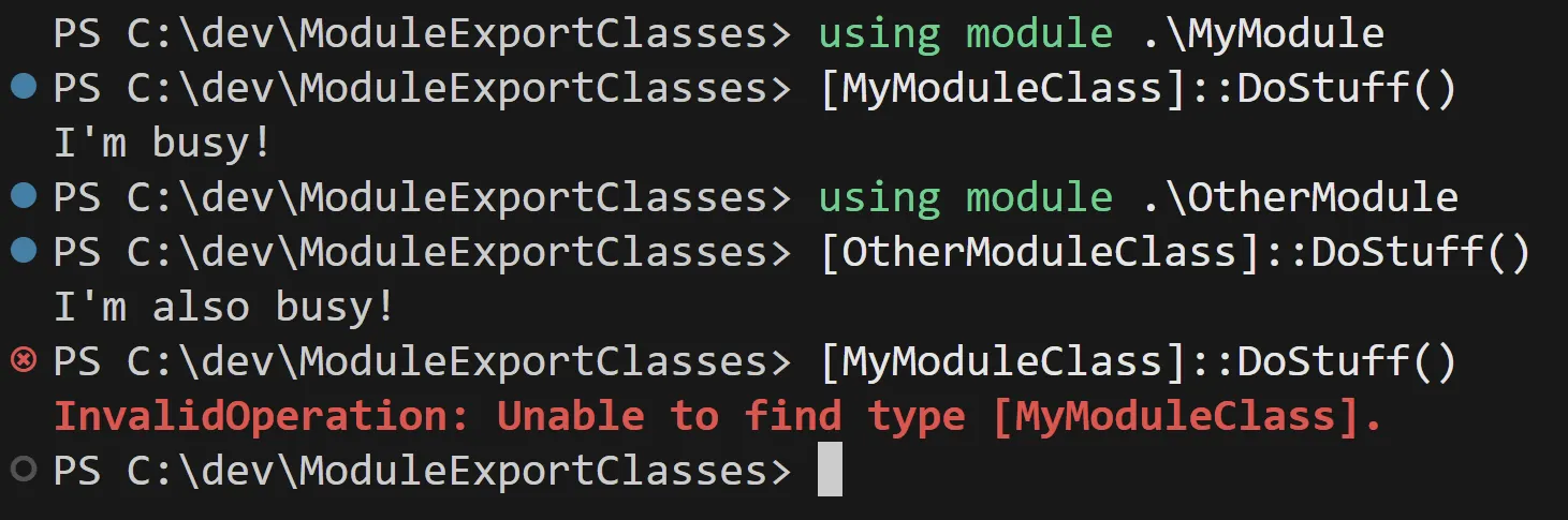 Exemple montrant des problèmes de résolution de classes dans un usage mixte de modules