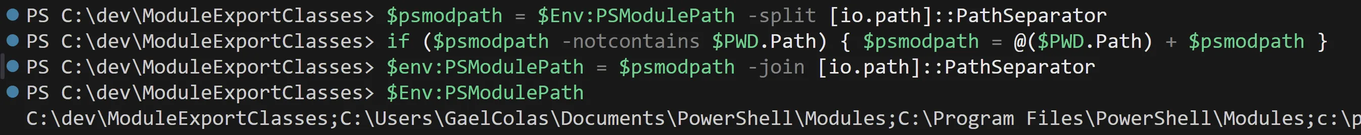 Mise à jour de PSModulePath utilisée pour localiser le module requis