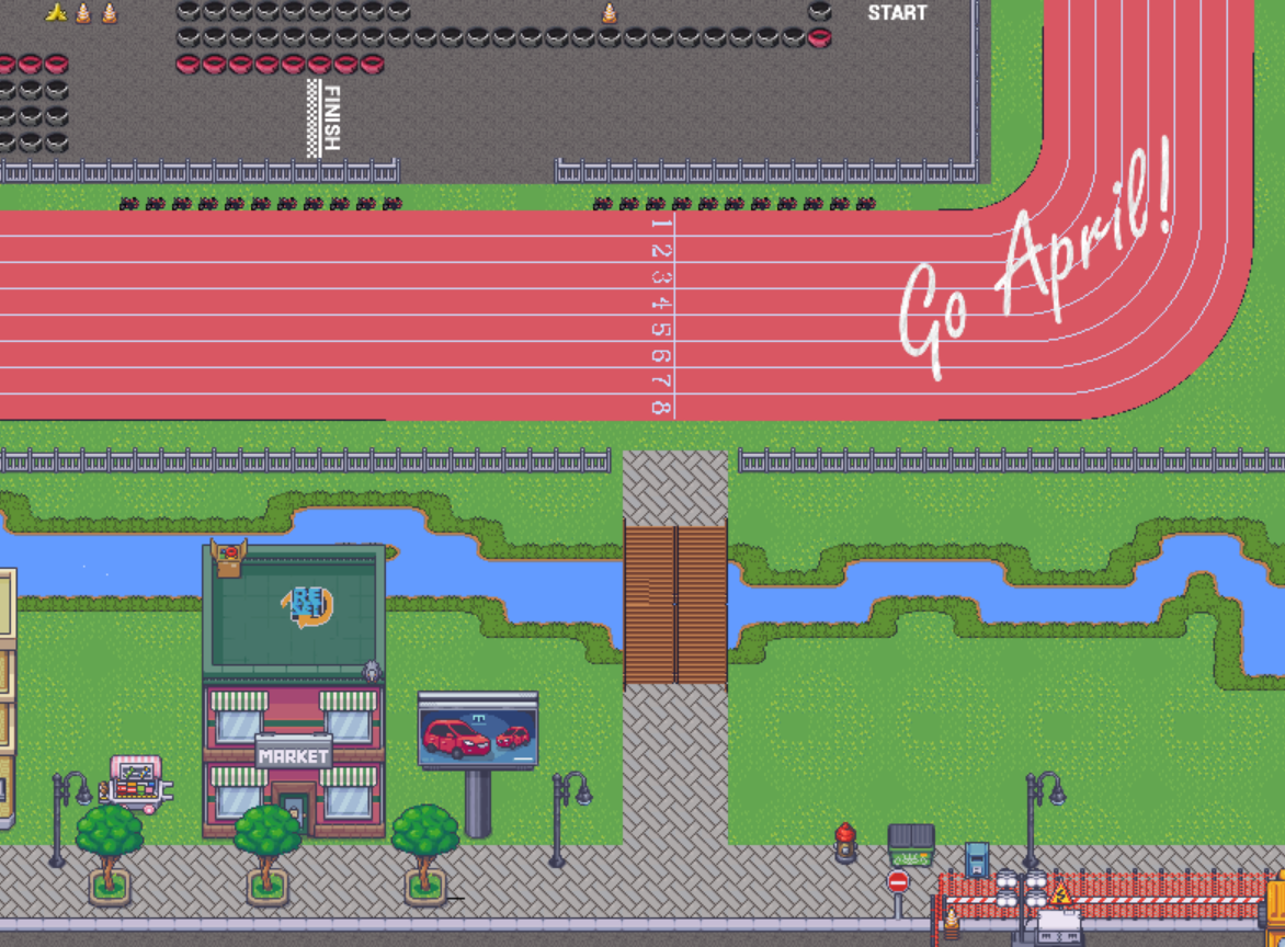 PSWorld virtual race track and community activity area