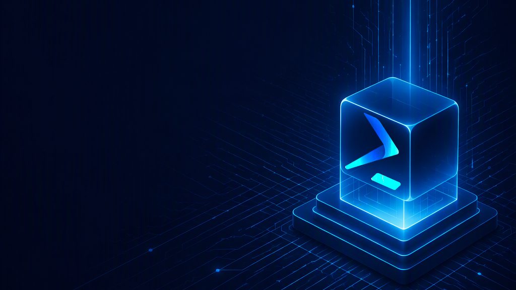 Un symbole PowerShell lumineux connecté à un réseau d'automatisation